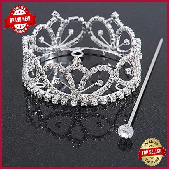 Silver Crystal Bridal Tiara 7cm Diameter Wedding Prom Hair Crown